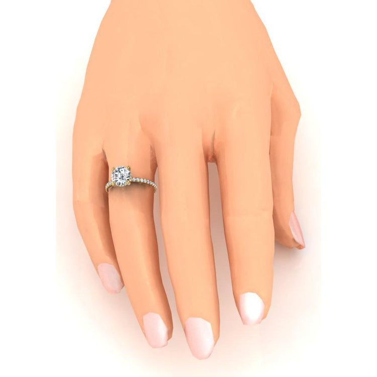 Halo Caché Ronde Pavé Véritable Bague En Diamant