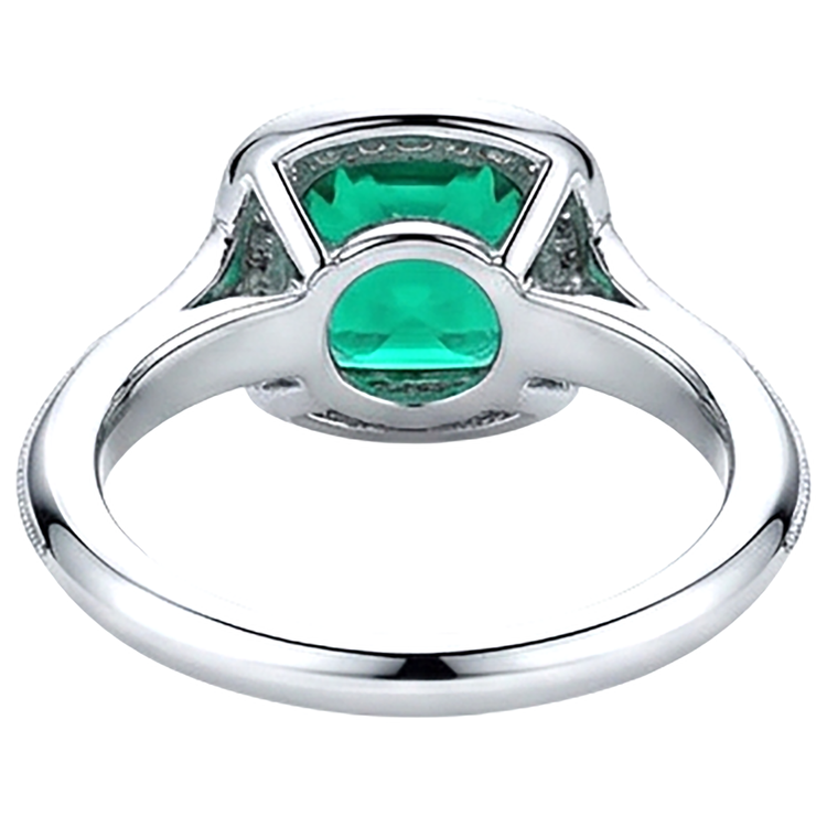Taille Coussin Émeraude bague en Or Bicolore 14 Carats – vue arrière