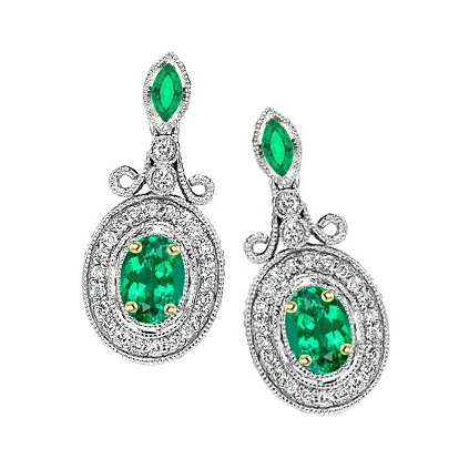 Taille Ovale Émeraude Fine bague en Or Deux Tons 14 Carats – vue principale