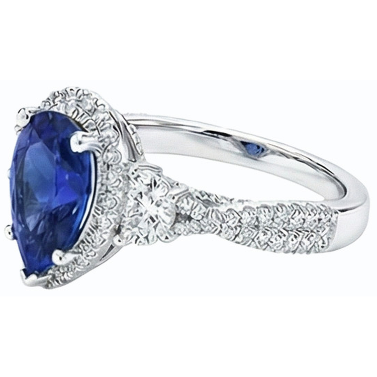naturel pear diamant 4.50carats bague sur blanc