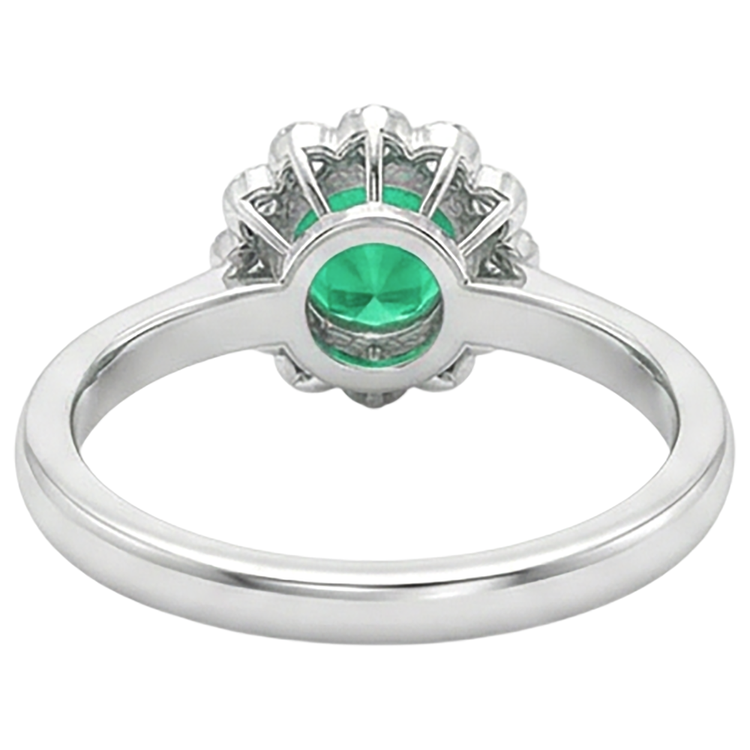 Taille Brillant Émeraude Colombienne bague en Or Deux Tons 14 Carats – vue arrière