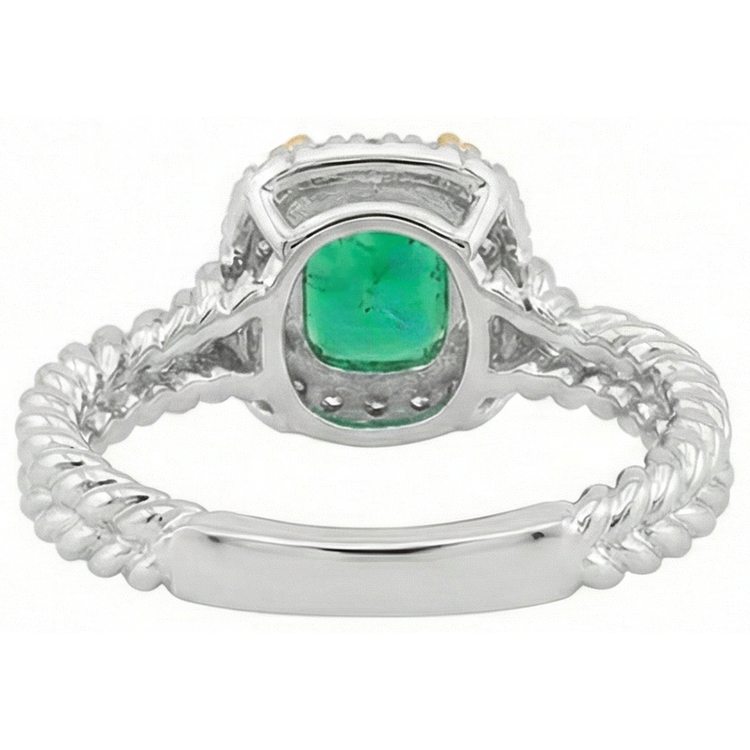 Émeraude Fine Bague avec Gemme 2-carats Or Bicolore 14 Carats – vue de dessus