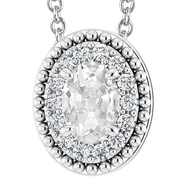 Halo Or Naturel Diamant Pendentif Ovale ancienne mine Cut Bijoux 8.50 Carats