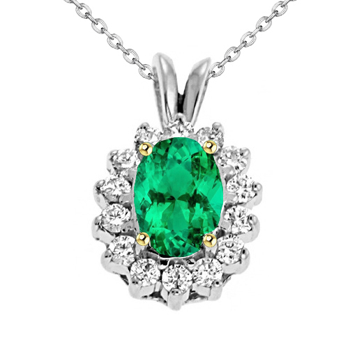 Ovale Émeraude bague en Or 14K Bicolore – vue principale