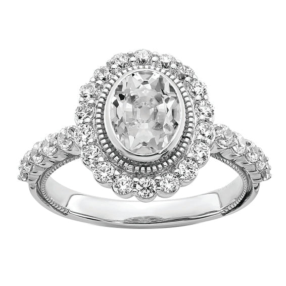 naturel oval diamant 5.50carats bague vue de face