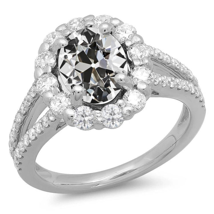 Halo Oval ancienne mine Cut Naturel Diamond Ring Prong Split Shank 8.50 Carats