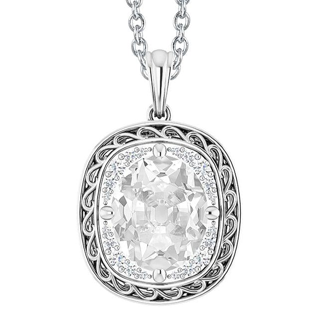 Halo Pendentif Naturel Diamant Or Ovale ancienne mine Cut 6 Carats Avec Chaîne