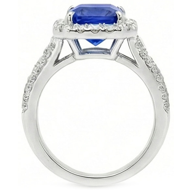 naturel round saphir 3.50carats bague vue de profil