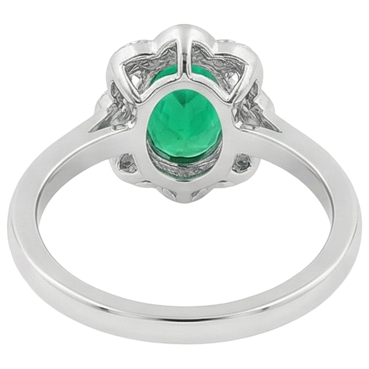 Émeraude Bague avec Gemme 2 carats Or 14K Bicolore – vue arrière