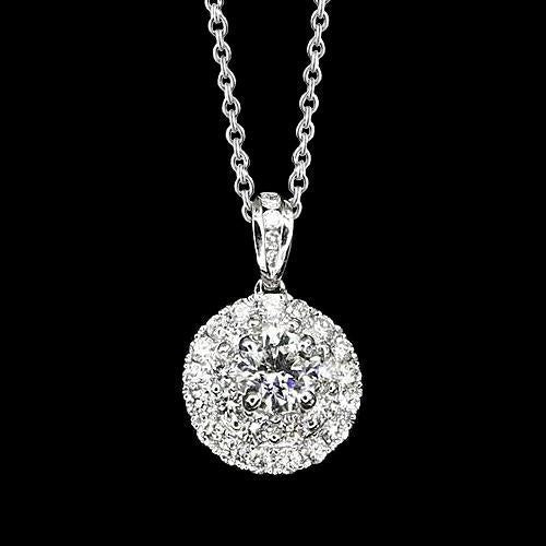 Halo Rond Serti De Réel Diamants Pendentif 1.75 Carats Bijoux Pour Dames Neuf