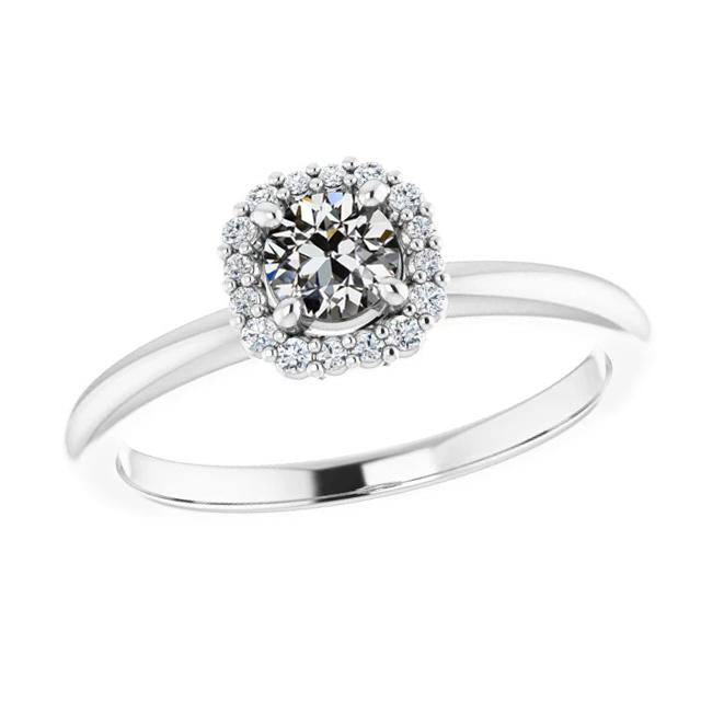 Halo Rond Vieux Mineur Bague De Mariage Naturel Diamant Or 2.50 Carats