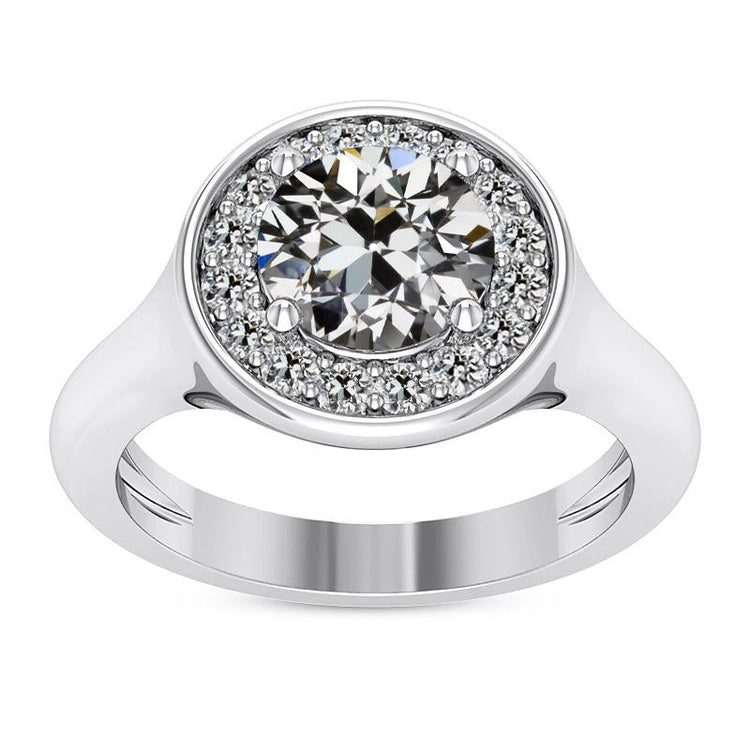 Halo Rond Vieux Mineur Bague Naturel Diamant Dames Bijoux Or 5 Carats