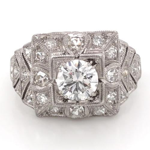 Halo Rond Vieux Mineur Véritable Diamond Ring Style Antique 3.25 Carats Millgrain