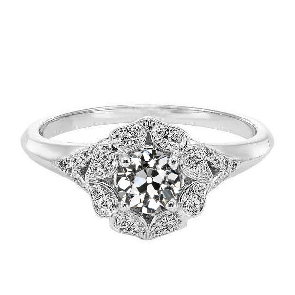 Halo Rond Vieux mineur Bague De Mariage Réel Diamant Style Fleur 2.50 Carats