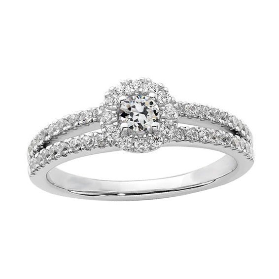Halo Rond ancienne mine Cut Véritable Diamond Ring Split Shank 2.50 Carats
