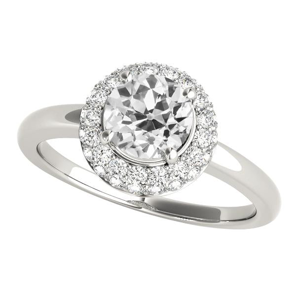 Halo Round Vieux Mineur Naturel Diamond Ring Prong Set 3.50 Carats Bijoux