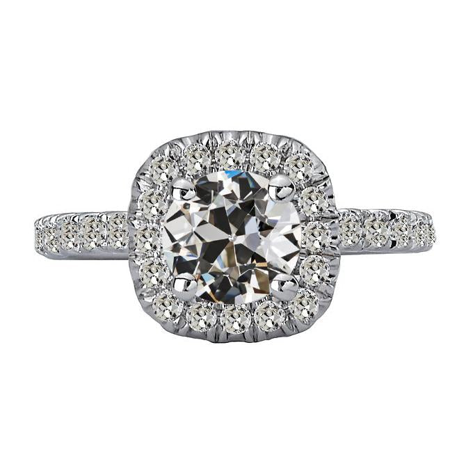 Halo Round ancienne mine Cut Véritable Diamond Ring serti de griffes en or 14 carats 6 carats