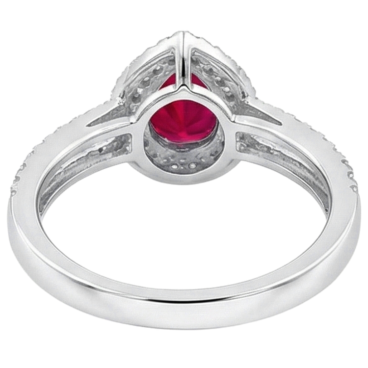 Halo Rubis Et Diamants Naturels Extraits des Mines ( et non cultivés en laboratoire ) Bague De Fiançailles 4 Carats Or 14K