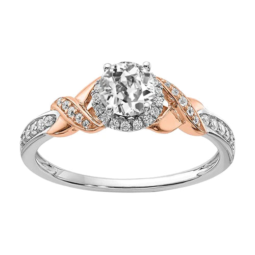 Halo Vieux Mineur Réel Diamond Ring Split Shank 2.75 Carats Bicolore Bijoux