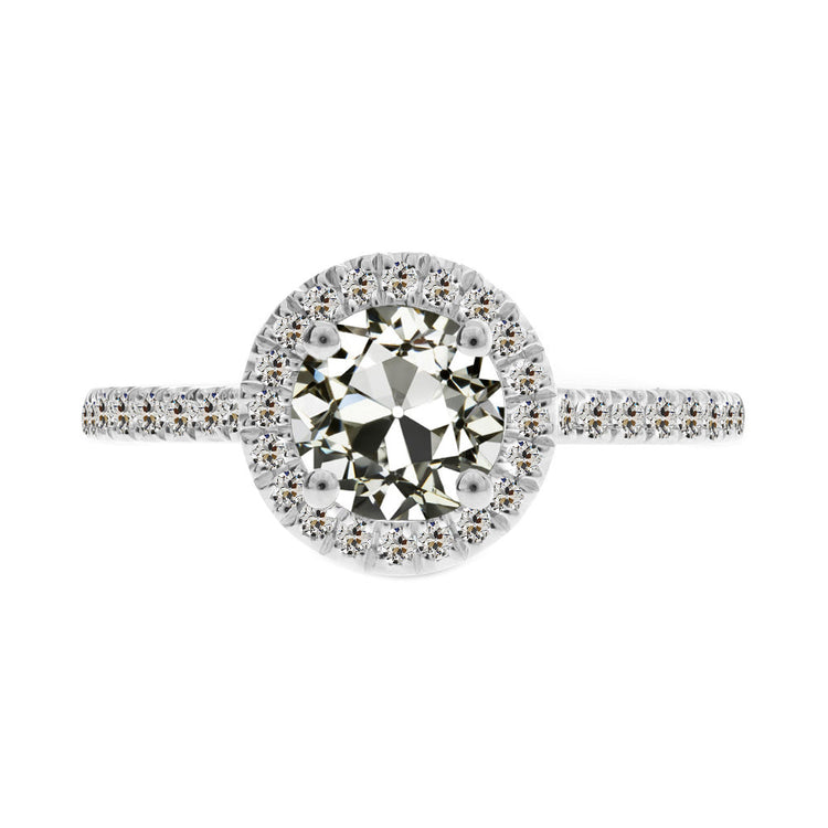 Diamant Fin Bague de Fiançailles Halo 2 carats Or Blanc 14 Carats – vue principale