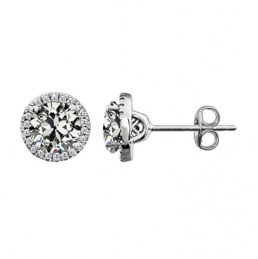 Pendants d'Oreilles Or Blanc 14 Carats avec Brillant – vue principale