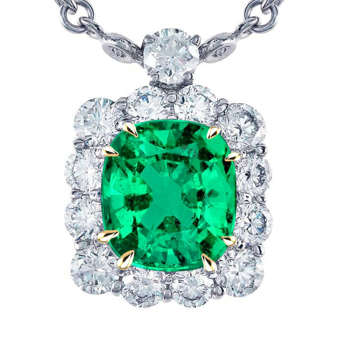 Collier Pendentif Pierre Or Deux Tons 14 Carats avec Émeraude – vue principale
