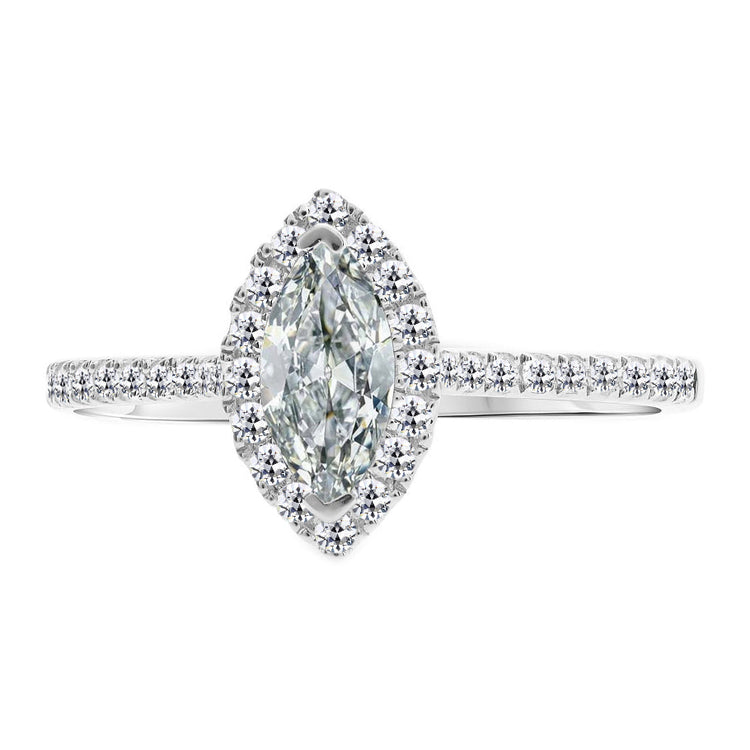 Diamant Bague Sertie Halo 1,50-carats Or Blanc 14 Carats – vue principale