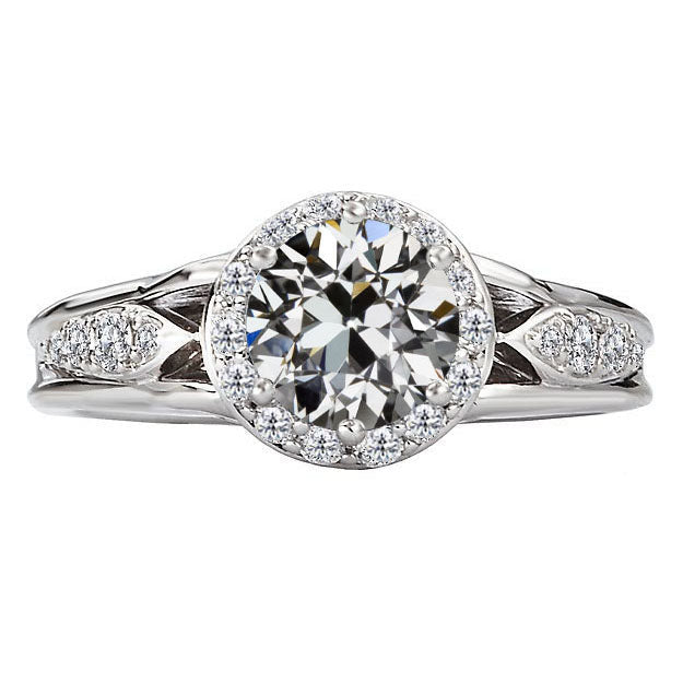 Bague Sertie Halo Or Blanc 14 Carats avec Brillant – vue principale