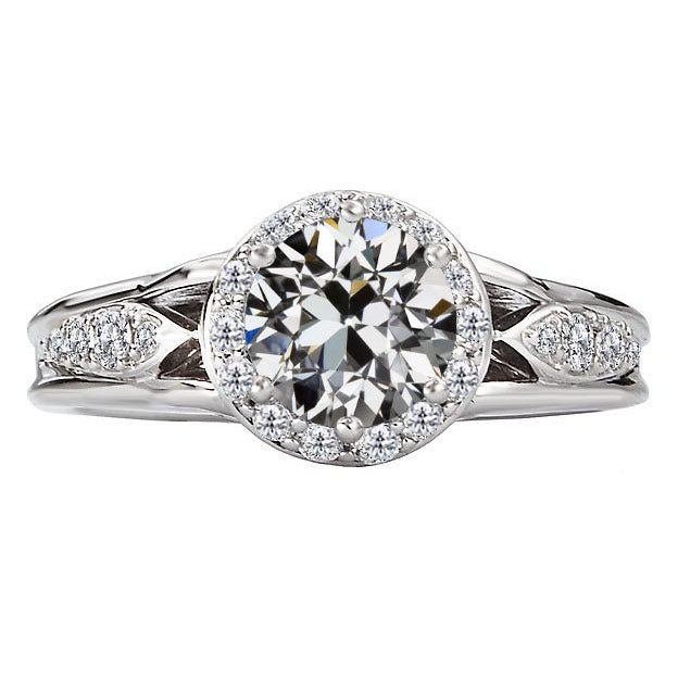 Bague Sertie Halo Or Blanc 14 Carats avec Brillant – vue principale