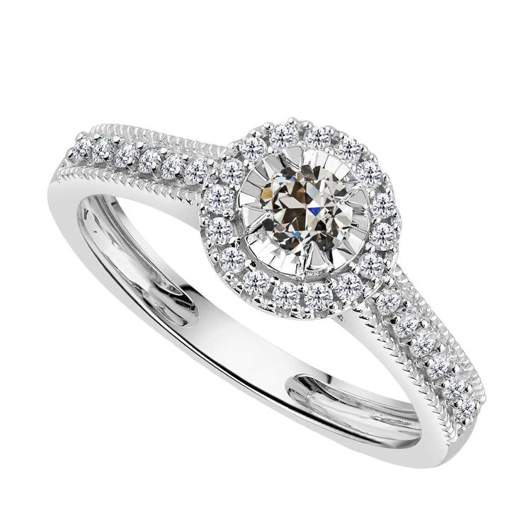 Diamant Bague Sertie Halo 3-carats Or 14K Blanc – vue principale