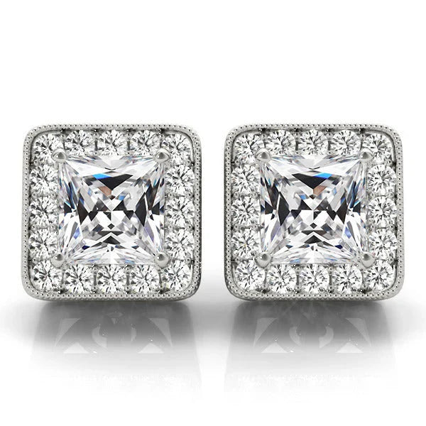 Puces d'Oreilles Or 14K Blanc avec Diamant – vue principale