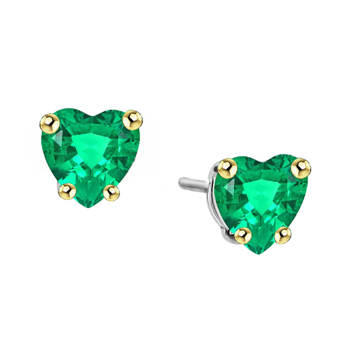 Émeraude Fine Gemstone Earring 3-carats Or Bicolore 14 Carats – vue principale