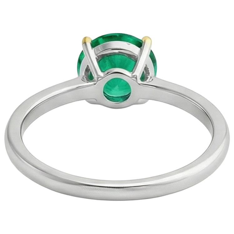 Émeraude Fine Taille Brillant Bague Pierre Précieuse en Or Deux Tons 14 Carats – vue arrière