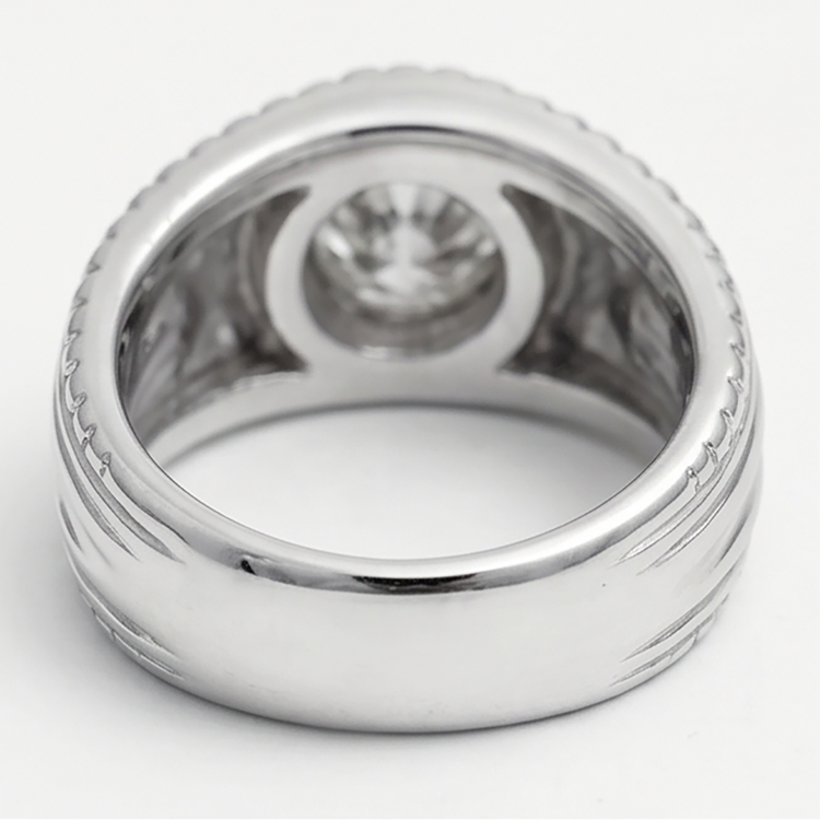 Homme Artisanal Bague Masculine avec Diamant Fin Taille Old Mine