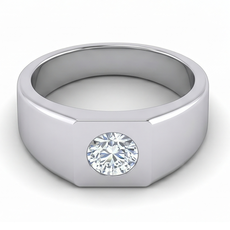 Homme Certifié IGI Bague Masculine – Brillant 1 carats 10K White