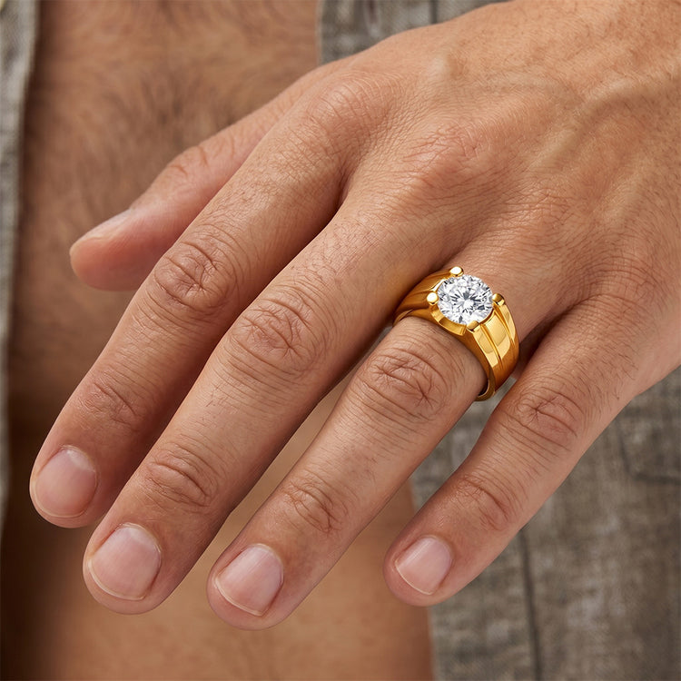 Homme Diamant Fin taille Taille Brillant Bague Masculine 2 carats