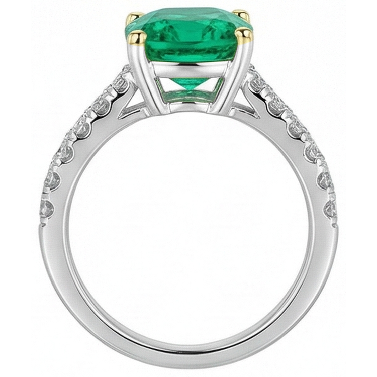 Brillant Émeraude Colombienne Bague Pierre Précieuse 5 carats – vue de dessus