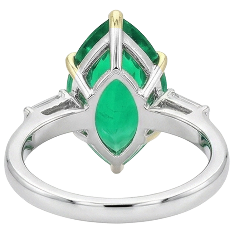 Émeraude Colombienne Bague avec Gemme 6 carats Or Bicolore 14 Carats – vue arrière