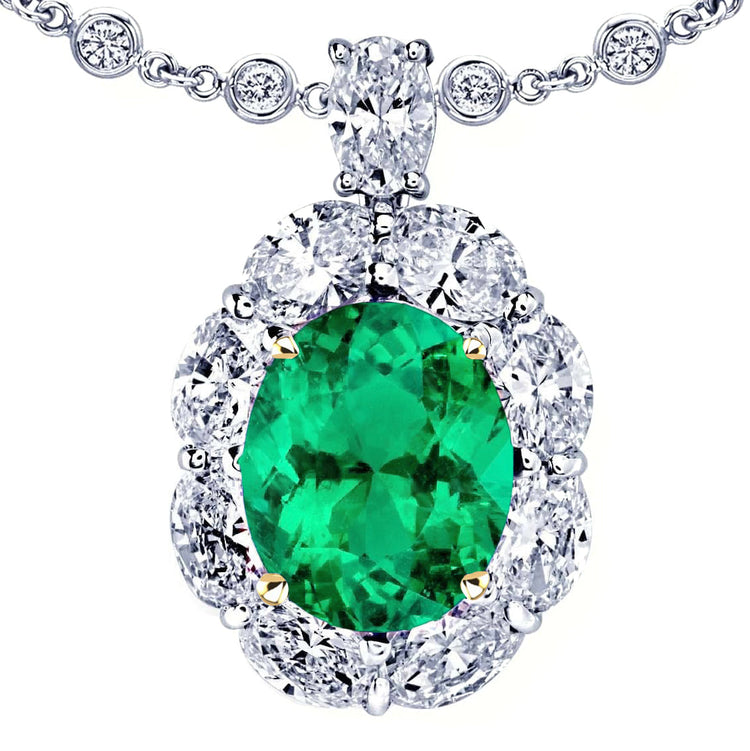 Taille Ovale Émeraude bague en Or Bicolore 14 Carats – vue principale