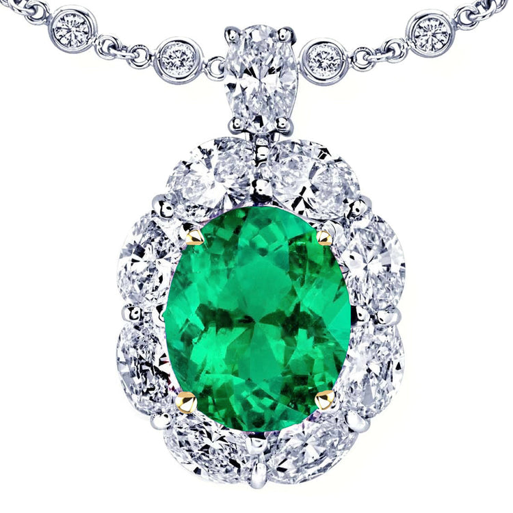 Taille Ovale Émeraude bague en Or Bicolore 14 Carats – vue principale