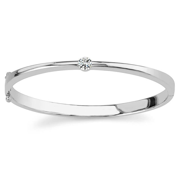 Jonc En Naturel Diamant Solitaire Rond De 0,50 Carats Avec Or Blanc De 14K