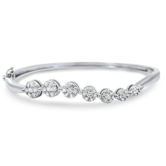 Jonc En Réel Diamand Rond De 2 Carats Pour Femme En Or De Bijouterie Fine