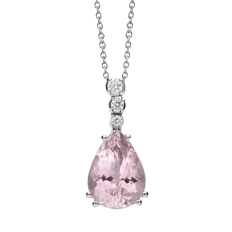 Kunzite Naturelle Avec Pendentif Diamant