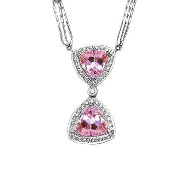 Kunzite rose taille trillion et diamants en or blanc 14K 23 carats. - HarryChadEnt.FR