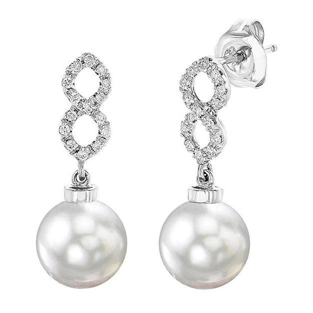 Ladies Dangle Earrings 40.32 Carats Fresh Water Pear With Véritable Diamonds Gold