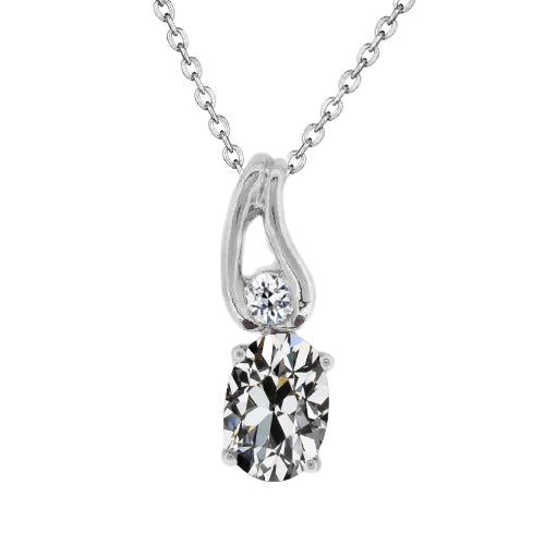 Pendentif Or Blanc 14 Carats avec Diamant Fin – vue principale