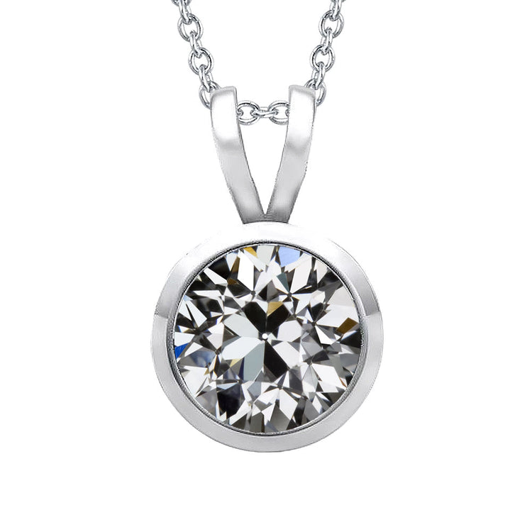 Diamant Taille Old Mine Pendentif en Or 14K Blanc – vue principale