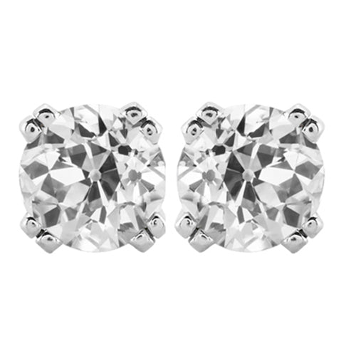 Diamant Coussin Antique Pendants d'Oreilles en Or Blanc 14 Carats – vue principale
