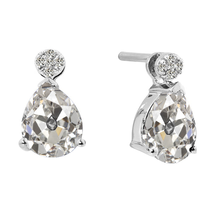 Brillant Coussin Antique Boucles d'Oreilles en Or 14K Blanc – vue principale