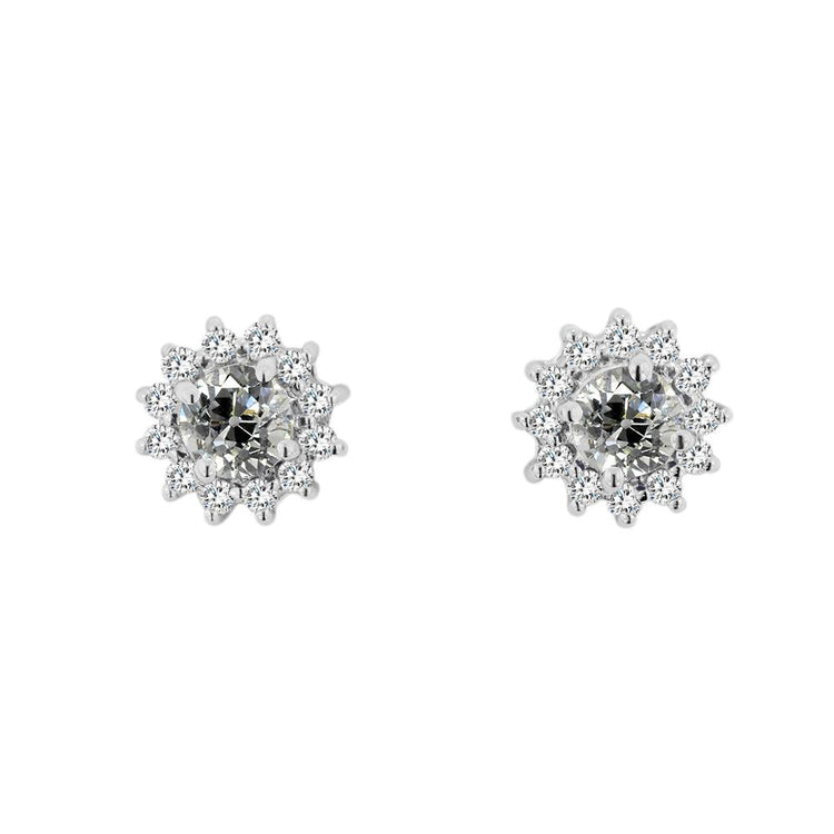 Lady's Halo Réel Diamond Studs Rond ancienne mine Cut Star Style 4 Carats